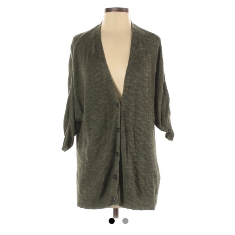 American Eagle 3/4 sleeve army green cardigan with pockets